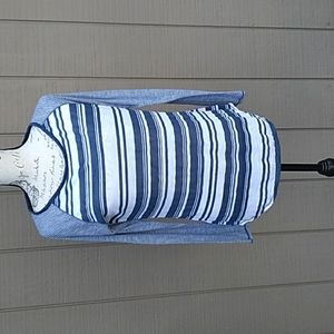 Athleta Blue And White Striped Baseball Tee Size Medium (A4)
